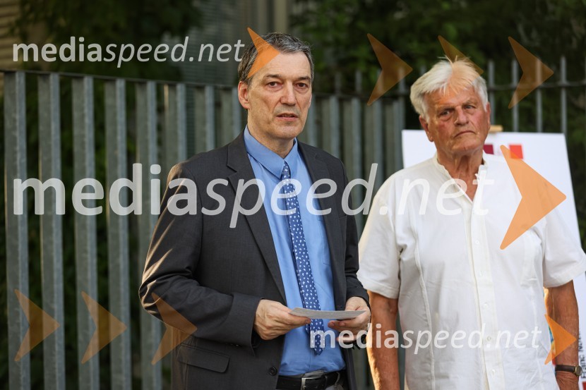  Matija Šenk, član uprave Generali;  Aleksander  Bassin, muzejski svetnikFranc Novinc, razstava Harmonija barvne uglašenosti, Generali galerija