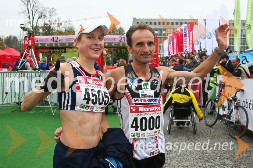 Daneja Grandovec in Roman Kejžar, zmagovalca polmaratona (tek na 21 km)Ljubljanski maraton