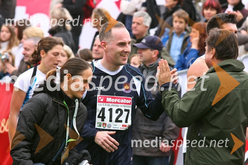 Igor E. Bergant, športni novinar, komentator in tekmovalec polmaratona (21 km) in Zoran Jankovič, župan LjubljaneLjubljanski maraton