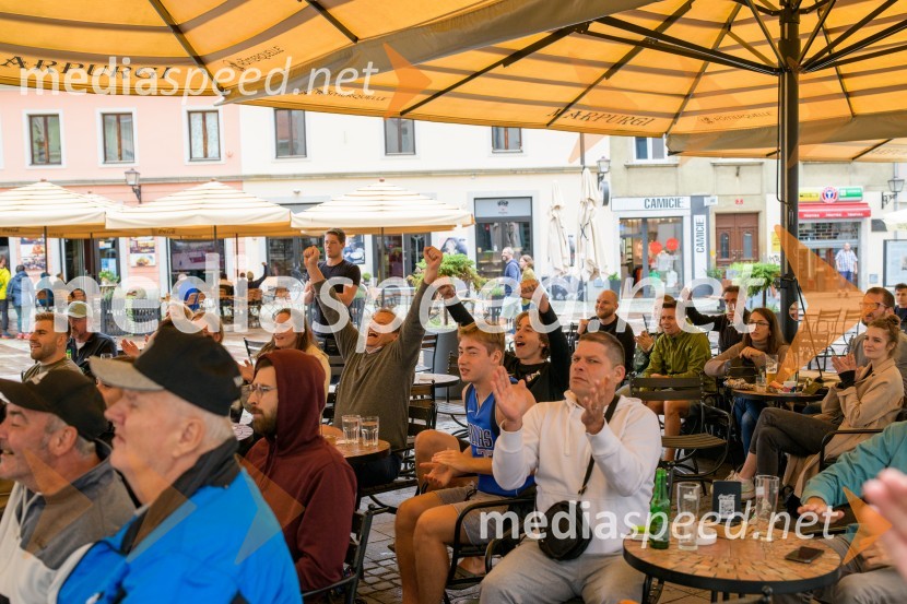 Spremljanje polfinalne tekme v košarki med Slovenijo in Francijo v Mariboru