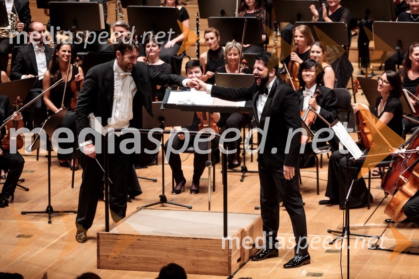  Michelangelo Mazza, dirigent;  Jusif Ejvazov, tenorAnna Netrebko in Yusif Eyvazov, nastop v okviru 69. Ljubljana Festivala