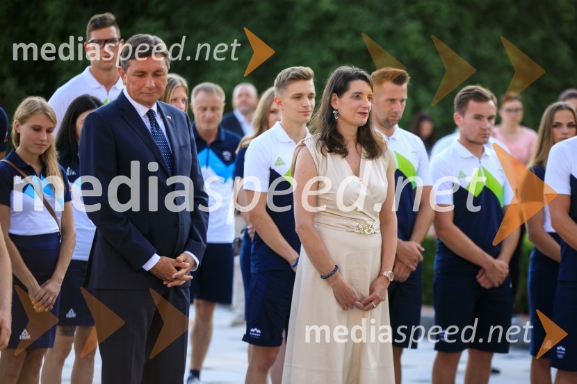  Borut Pahor, predsednik Republike Slovenije; dr. Simona Kustec, ministrica za izobraževanje, znanost in športSprejem olimpijske reprezentance na Brdu