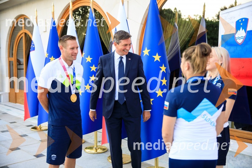  Benjamin Savšek, kanuist ;  Borut Pahor, predsednik Republike SlovenijeSprejem olimpijske reprezentance na Brdu