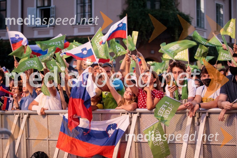Sprejem olimpijske reprezentance na Kongresnem trgu