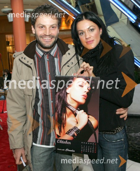 Robi Emeršič, lastnik butika Claudia in Rebeka Dremelj, Miss Slovenije 2001 in pevkaRebeka Dremelj