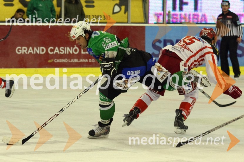 Frank Banham, Tilia Olimpija in Paul Schellander, EC KACHokej: Liga Ebel, 18. krog: Tilia Olimpija - EC KAC
