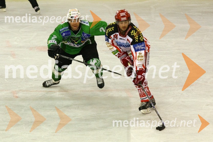 Kevin Mitchell, Tilia Olimpija in Andrew Schneider, EC KACHokej: Liga Ebel, 18. krog: Tilia Olimpija - EC KAC