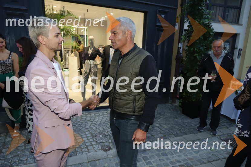  David Hojnik, modni oblikovalec DH fashion;  Saša Arsenovič, župan občine Maribor, podjetnikOtvoritev modnega ateljeja modnega oblikovalca Davida Hojnika