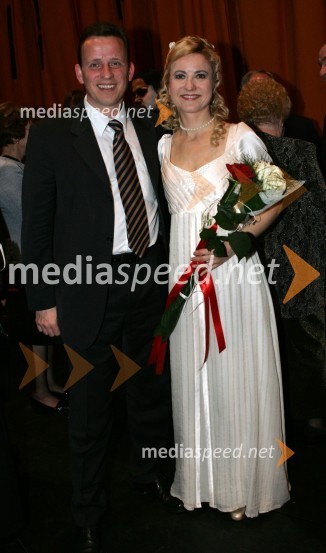 Bojan Šrot, župan Občine Celje in sopranistka Andreja ZakonjšekHoffmanove pripovedke, premiera opere SNG Maribor