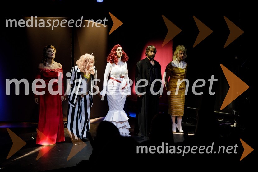  Jagoda Tovirac, igralka;  Lučka Počkaj, igralka;  Eva Stražar, igralka;  Andrej Murenc, igralec;  Manca  Ogorevc, igralkaIn podgana se je smejala, premiera drame SLG Celje