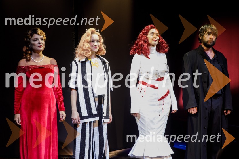  Jagoda Tovirac, igralka;  Lučka Počkaj, igralka;  Eva Stražar, igralka;  Andrej Murenc, igralecIn podgana se je smejala, premiera drame SLG Celje