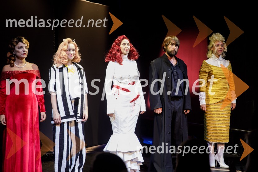  Jagoda Tovirac, igralka;  Lučka Počkaj, igralka;  Eva Stražar, igralka;  Andrej Murenc, igralec;  Manca  Ogorevc, igralkaIn podgana se je smejala, premiera drame SLG Celje