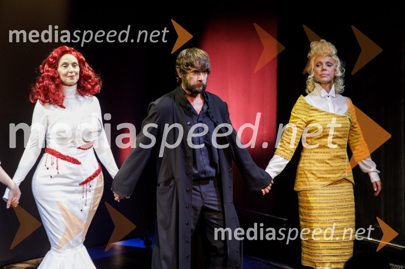  Eva Stražar, igralka;  Andrej Murenc, igralec;  Manca  Ogorevc, igralkaIn podgana se je smejala, premiera drame SLG Celje