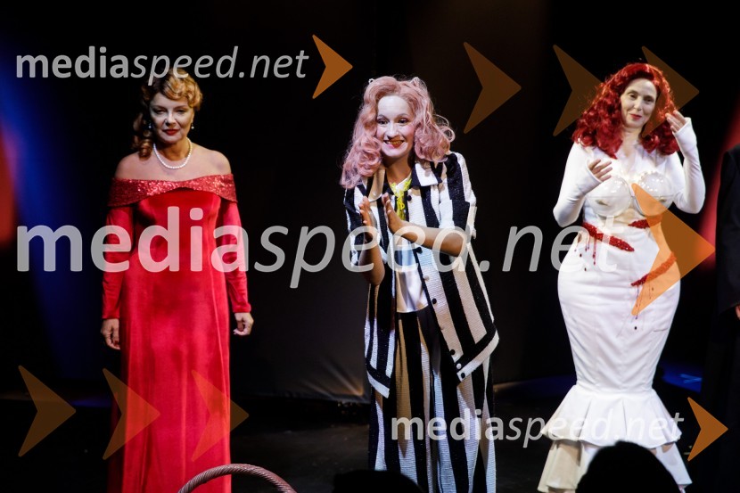  Jagoda Tovirac, igralka;  Lučka Počkaj, igralka;  Eva Stražar, igralkaIn podgana se je smejala, premiera drame SLG Celje