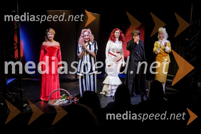  Jagoda Tovirac, igralka;  Lučka Počkaj, igralka;  Eva Stražar, igralka;  Andrej Murenc, igralec;  Manca  Ogorevc, igralkaIn podgana se je smejala, premiera drame SLG Celje