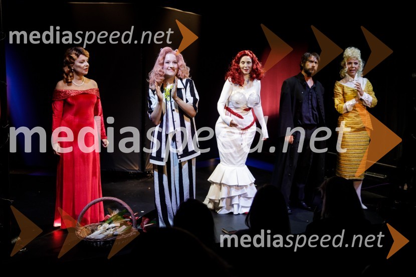  Jagoda Tovirac, igralka;  Lučka Počkaj, igralka;  Eva Stražar, igralka;  Andrej Murenc, igralec;  Manca  Ogorevc, igralkaIn podgana se je smejala, premiera drame SLG Celje