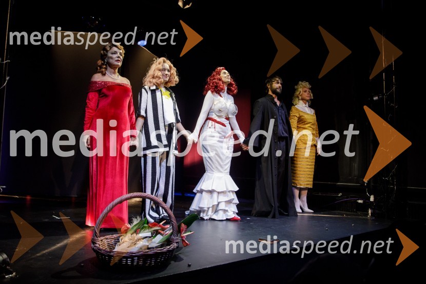  Jagoda Tovirac, igralka;  Lučka Počkaj, igralka;  Eva Stražar, igralka;  Andrej Murenc, igralec;  Manca  Ogorevc, igralkaIn podgana se je smejala, premiera drame SLG Celje