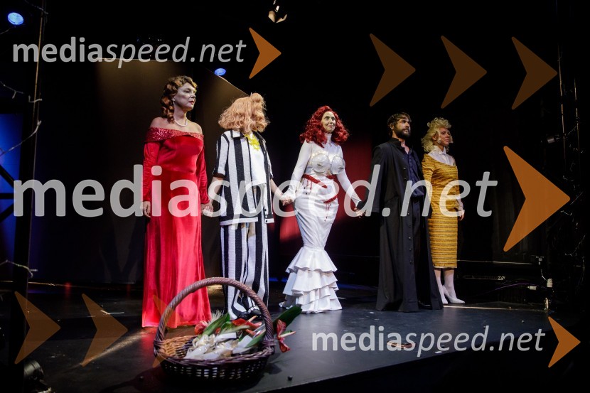  Jagoda Tovirac, igralka;  Lučka Počkaj, igralka;  Eva Stražar, igralka;  Andrej Murenc, igralec;  Manca  Ogorevc, igralkaIn podgana se je smejala, premiera drame SLG Celje