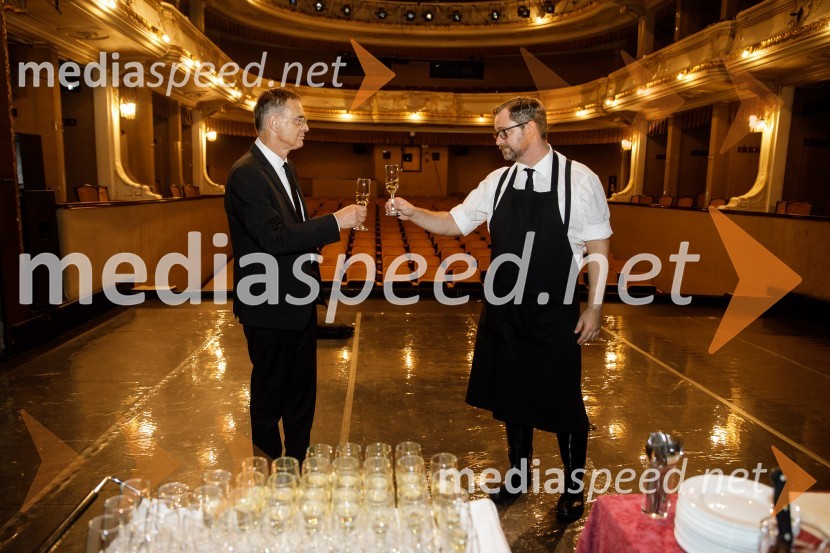   Igor  Samobor, igralec, ravnatelj SNG Drama Ljubljana;  Jurij  Zrnec, igralecKonec igre, premiera drame, SNG Ljubljana