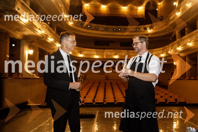   Igor  Samobor, igralec, ravnatelj SNG Drama Ljubljana;  Jurij  Zrnec, igralecKonec igre, premiera drame, SNG Ljubljana