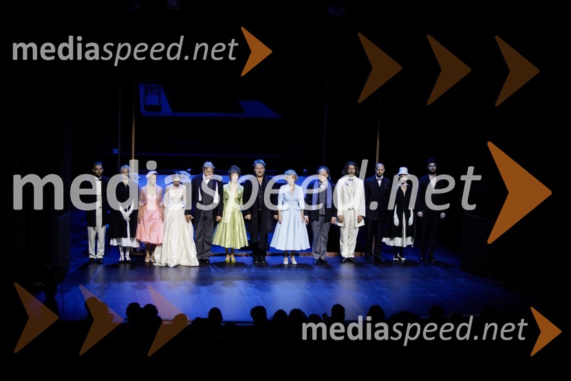 Igralci Matic Lukšič, Mojca Funkl, Viktorija Bencik Emeršič, Lara Wolf, Jožef Ropoša, Iva Krajnc Bagola, Lotos Vincenc Šparovec,  Mirjam Korbar, Gašper Jarni, Tomo Tomšič, Jaka Lah, Nina Rakovec, Viktorija Bencik Emeršič in Gal Oblak. Zimska poroka, premiera MGL Ljubljana