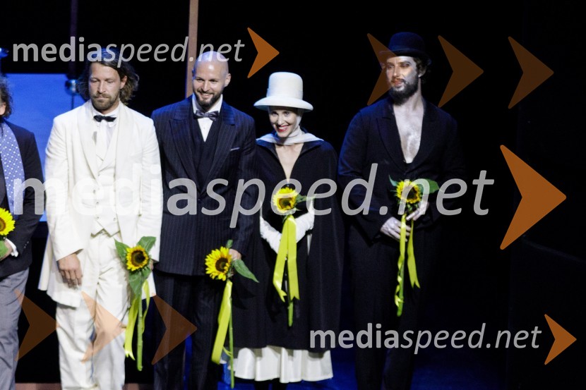  Tomo Tomšič, igralec;  Jaka Lah, igralec;  Nina Rakovec, igralka, pevka;  Gal  Oblak, igralec Zimska poroka, premiera MGL Ljubljana