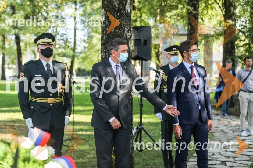  Borut Pahor, predsednik Republike Slovenije;  Matjaž Rakovec, župan Mestne občine Kranj91. obletnica smrti bazoviških junakov