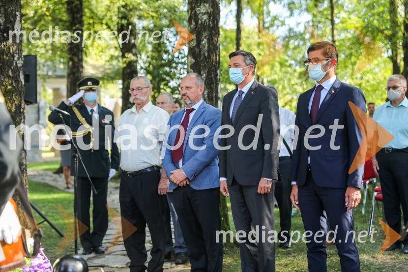  ... ;  ... ;  Borut Pahor, predsednik Republike Slovenije;  Matjaž Rakovec, župan Mestne občine Kranj91. obletnica smrti bazoviških junakov