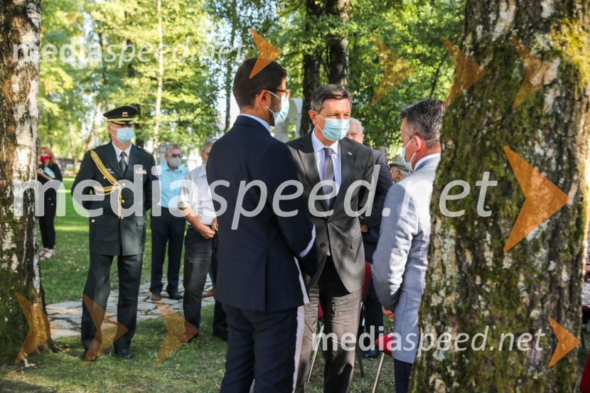  Matjaž Rakovec, župan Mestne občine Kranj;  Borut Pahor, predsednik Republike Slovenije;  Luka Pisk, župan Občine Sovodnje ob Soči91. obletnica smrti bazoviških junakov