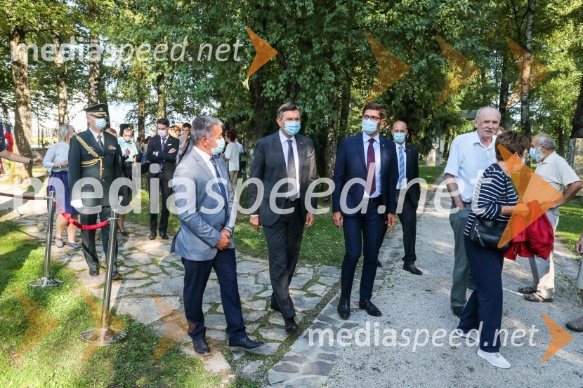  Luka Pisk, župan Občine Sovodnje ob Soči;  Borut Pahor, predsednik Republike Slovenije;  Matjaž Rakovec, župan Mestne občine Kranj91. obletnica smrti bazoviških junakov