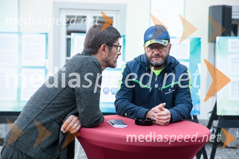  Matjaž Rakovec, župan Mestne občine Kranj;  Matjaž  Berčon, direktor Komunale KranjPero Lovšin in novinarska konferenca o Zero waste strategiji Komunale Kranj